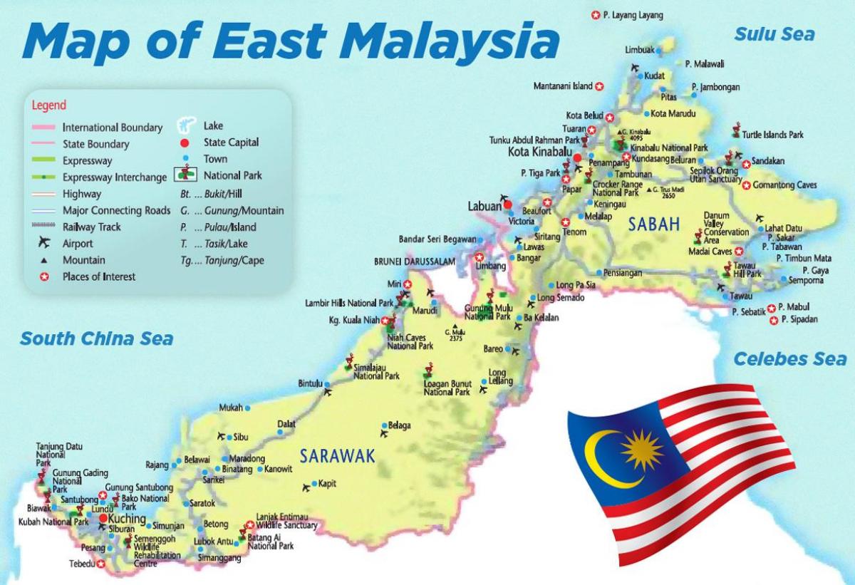 地图马来西亚东部