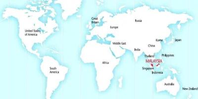 世界上的地图显示马来西亚
