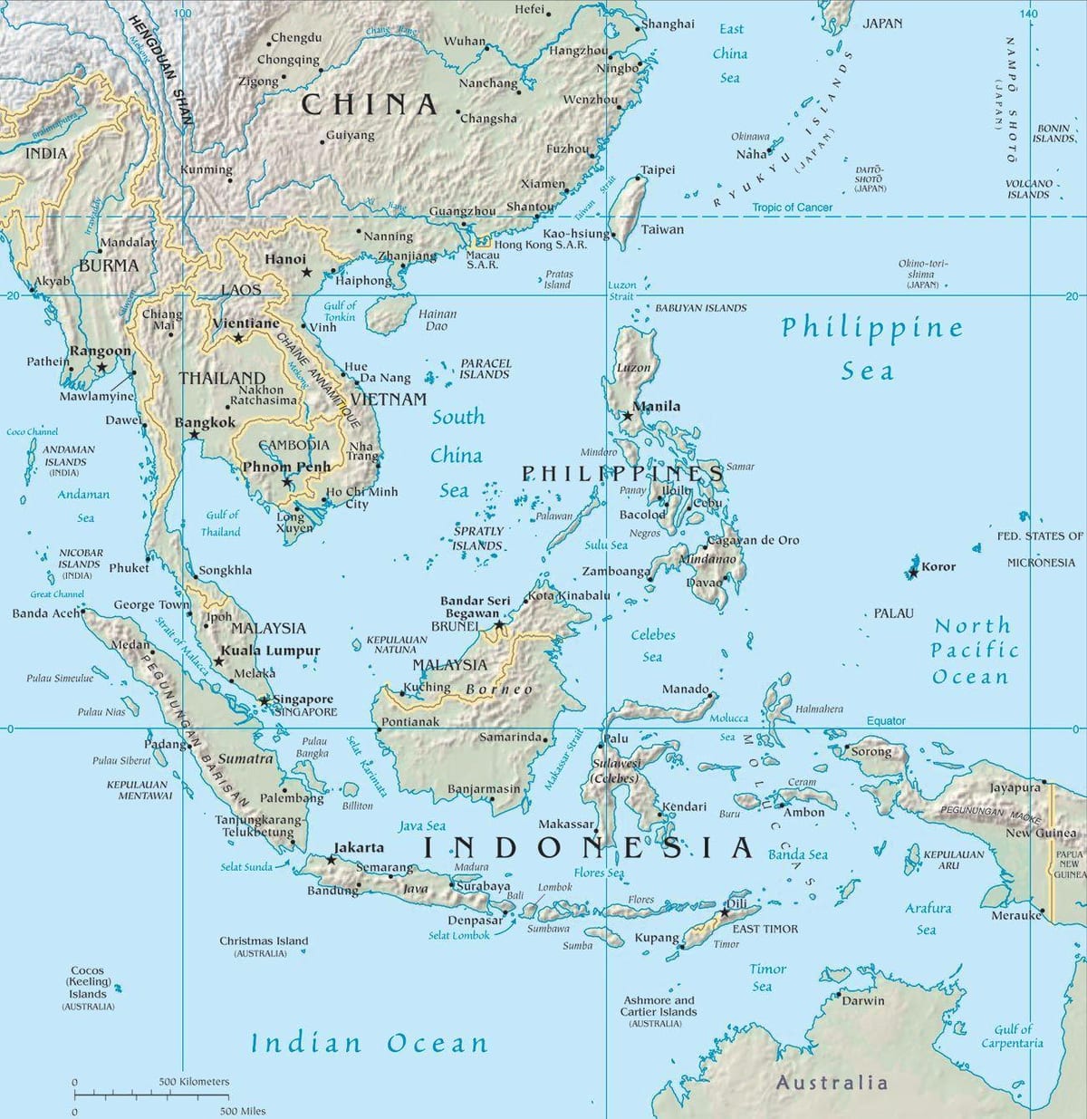 地图马来西亚在亚洲