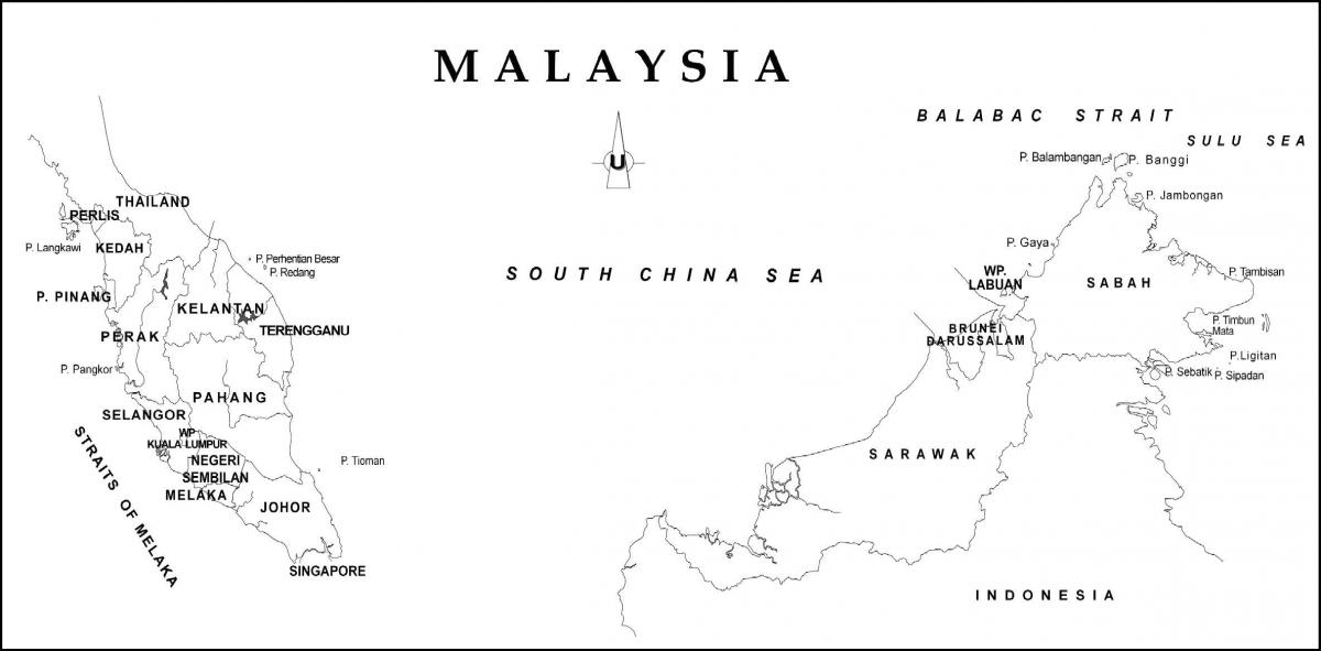 地图的轮廓图马来西亚的国界线