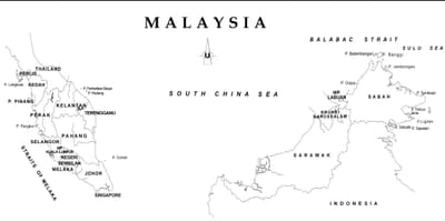 地图的轮廓图马来西亚的国界线